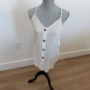 White Button-Down Sleeveless Top